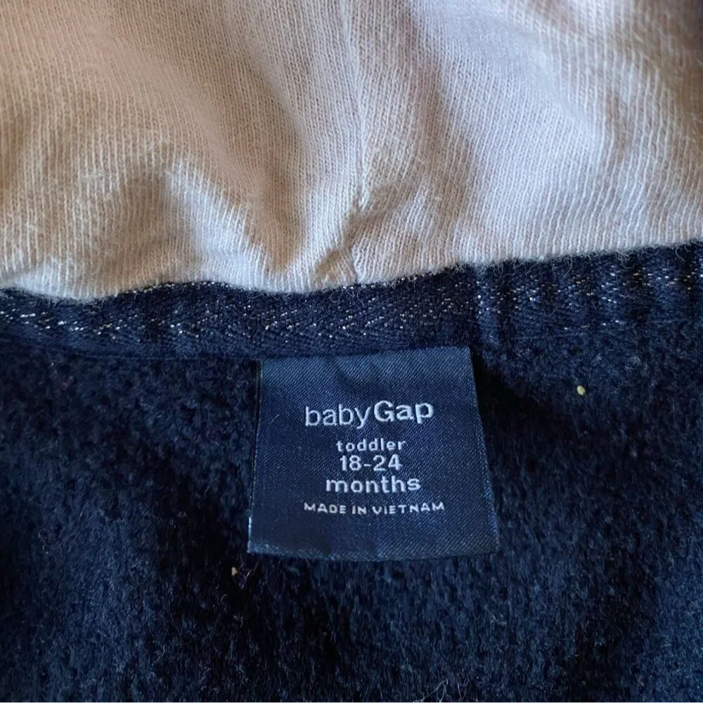 Baby Gap Toddler Girls Full-Zip Hoodie Size 18-24M Navy With Pink & White Accent